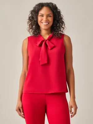 Sleeveless Bow Neck Blouse, Crimson