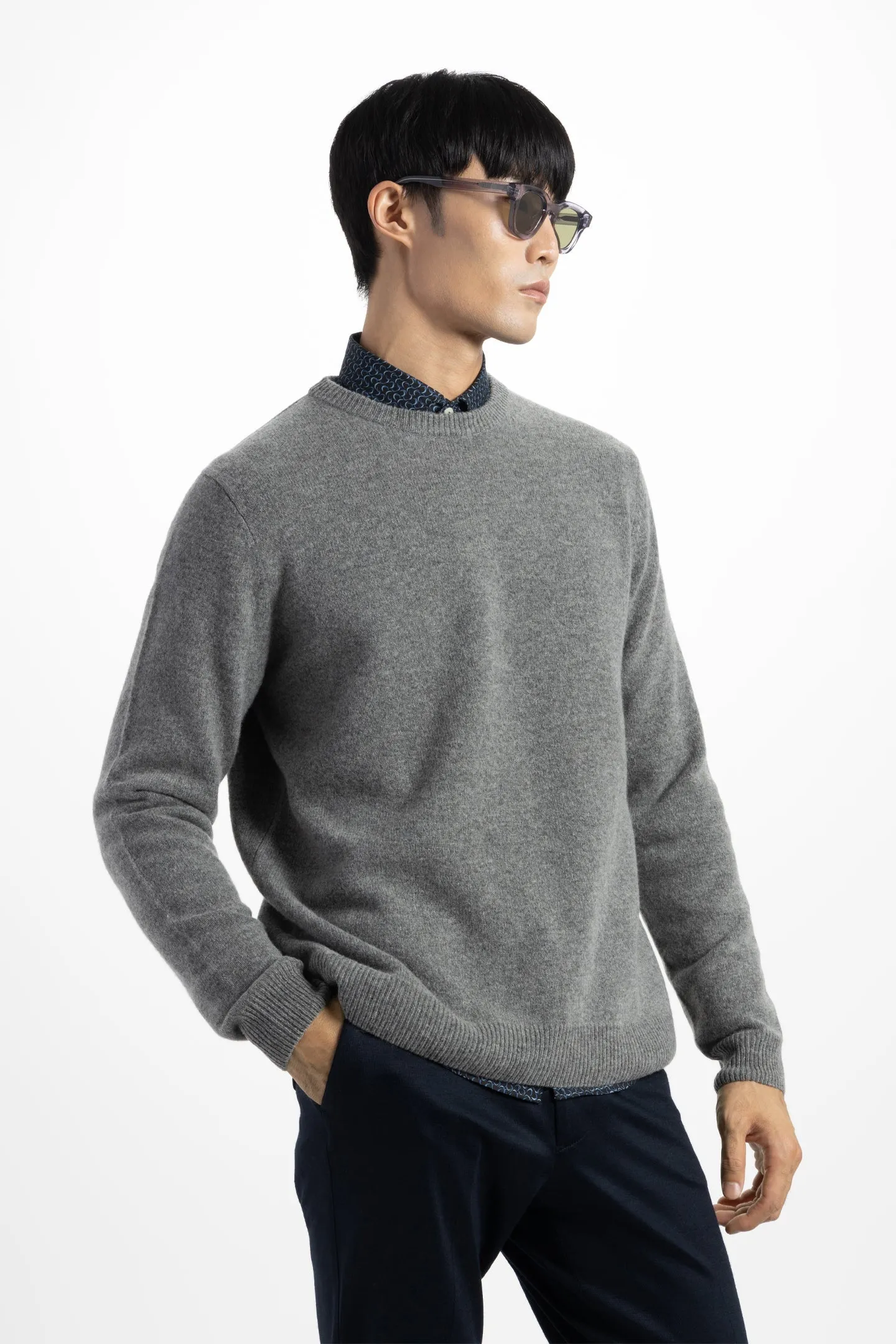 Soft Cloth Crewneck Sweater in Merino Jersey - Worsted