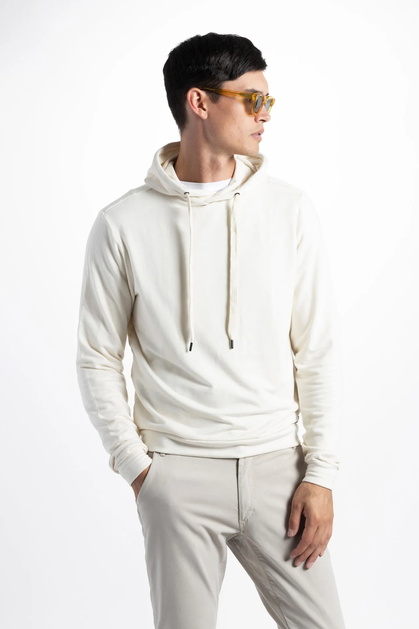 Soft Cloth Hollywood Hoodie in Japanese Stretch Terry - Natural