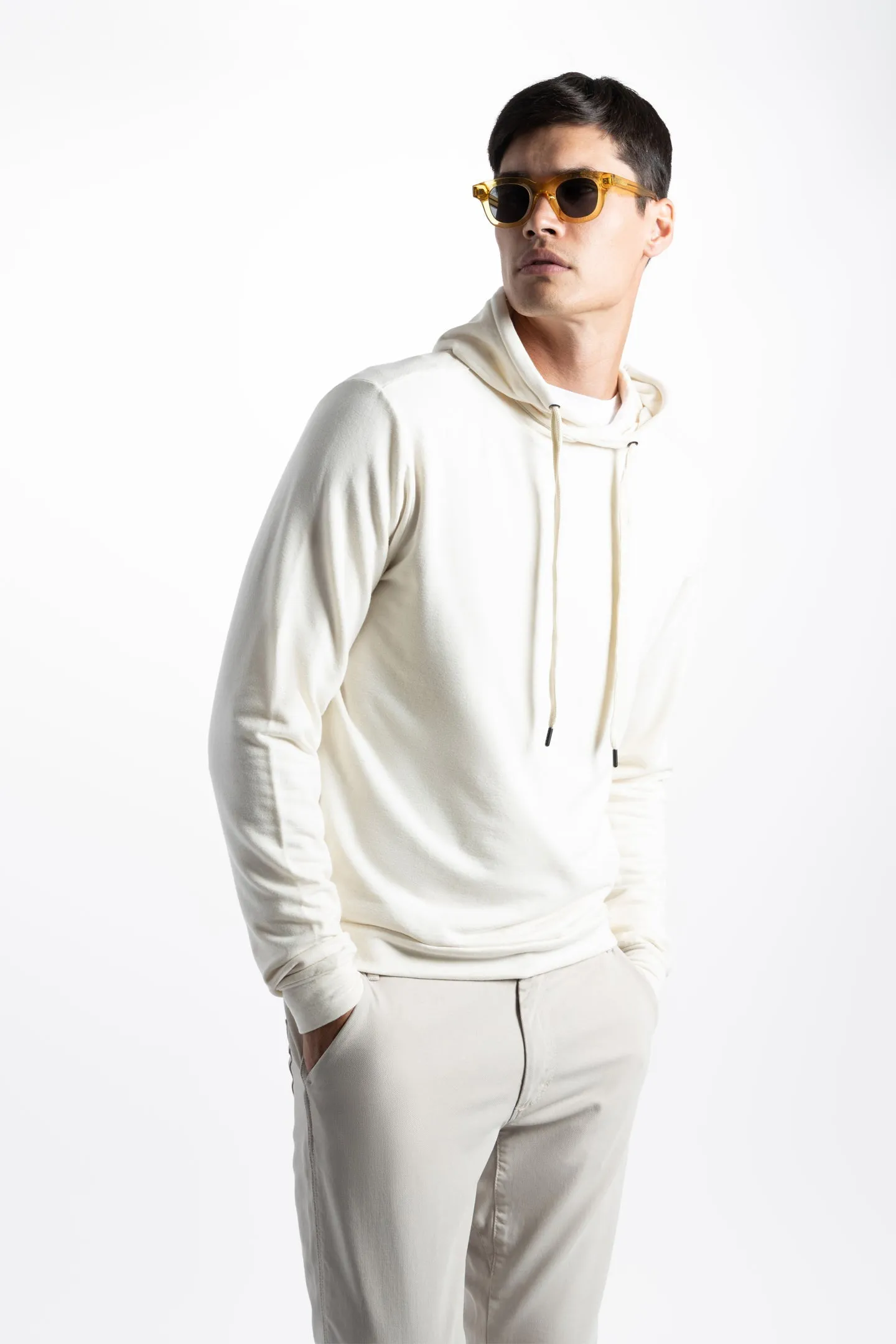 Soft Cloth Hollywood Hoodie in Japanese Stretch Terry - Natural