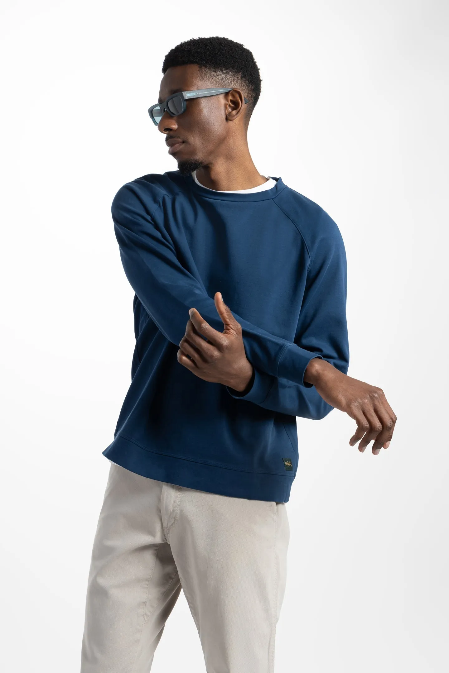 Soft Cloth Stingray Sweatshirt in Luxe Japanese Jersey - Indigo