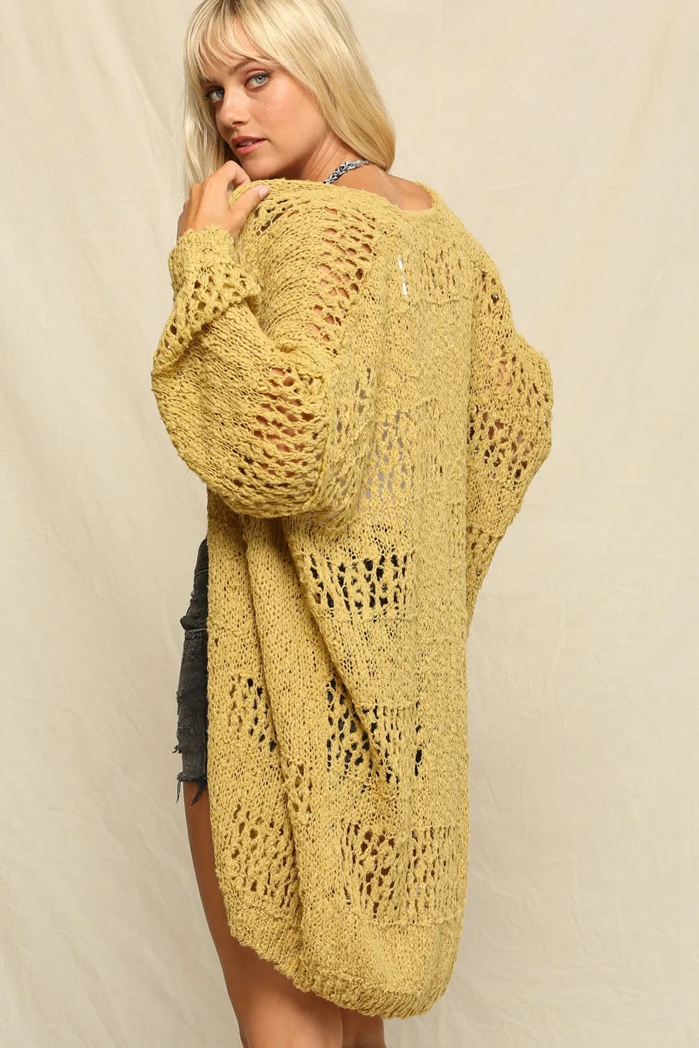SOFT OPEN KNIT OVERSIZED LONG CARDIGAN