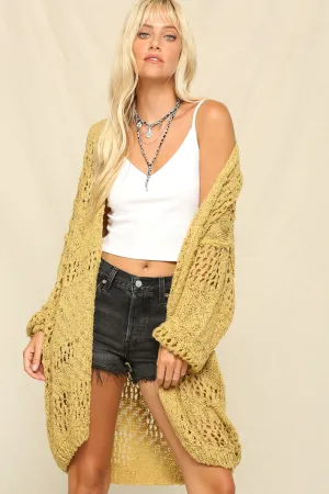 SOFT OPEN KNIT OVERSIZED LONG CARDIGAN