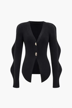 Solid Knit Button Cardigan