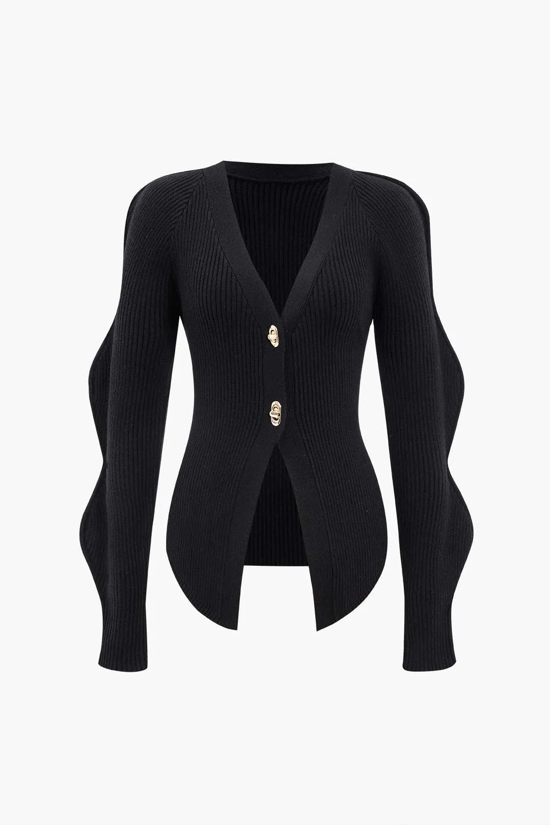 Solid Knit Button Cardigan