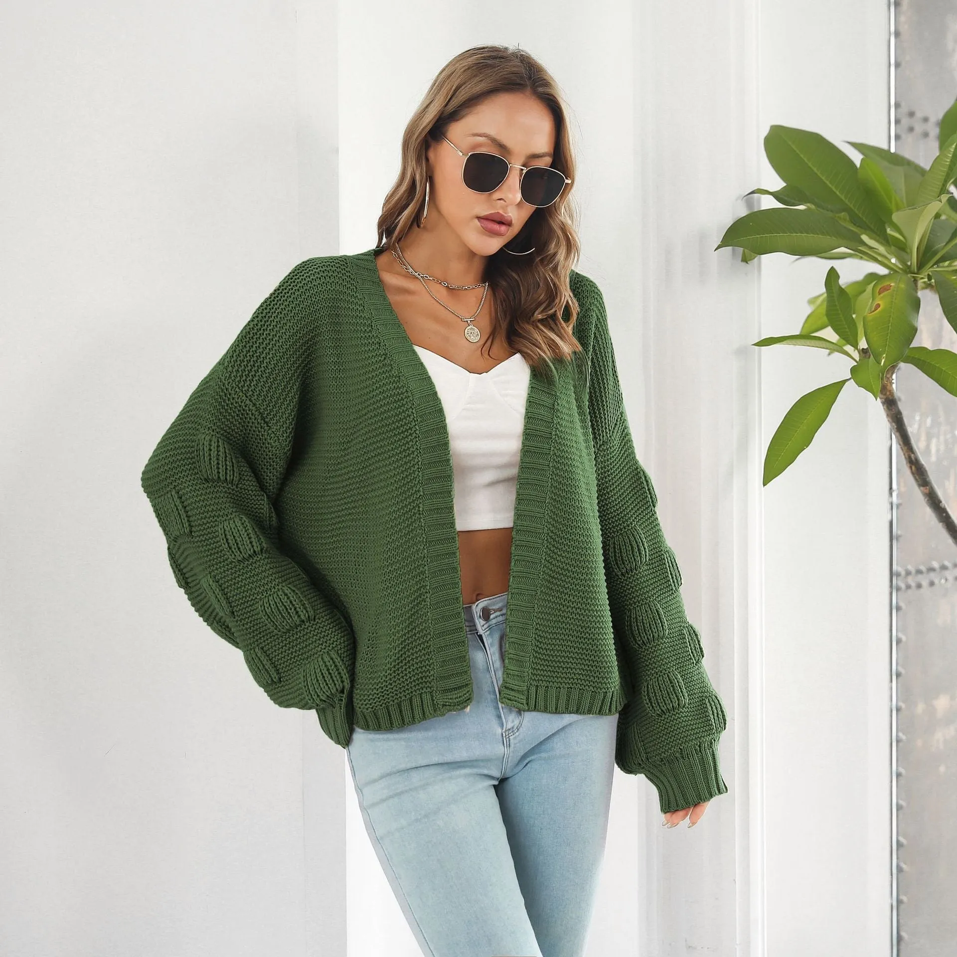 Stella Marie Cardigan | Langer Woll-Cardigan mit Faltenärmeln für Damen