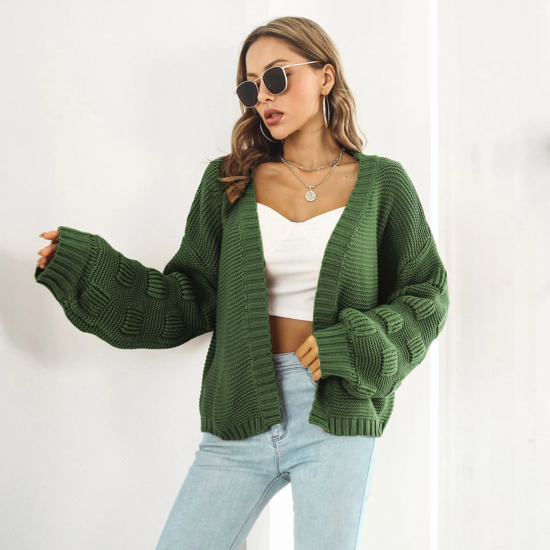 Stella Marie Cardigan | Langer Woll-Cardigan mit Faltenärmeln für Damen
