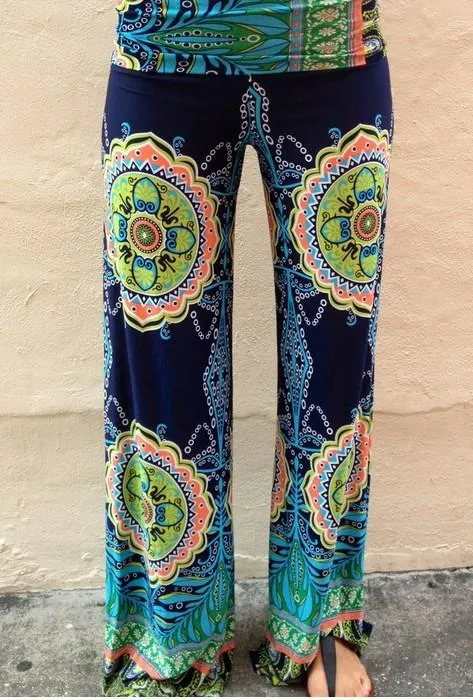 Straight Flower Print Casual Empire Long Pants