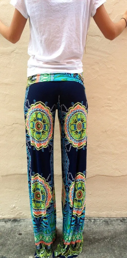 Straight Flower Print Casual Empire Long Pants