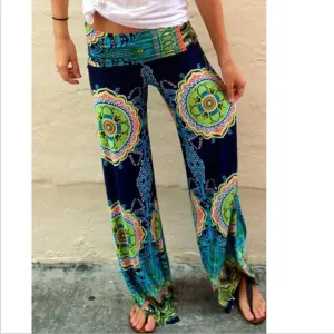 Straight Flower Print Casual Empire Long Pants