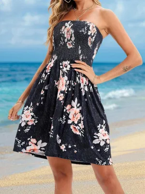 Summer Chic Smocked Floral Tube Mini Dress