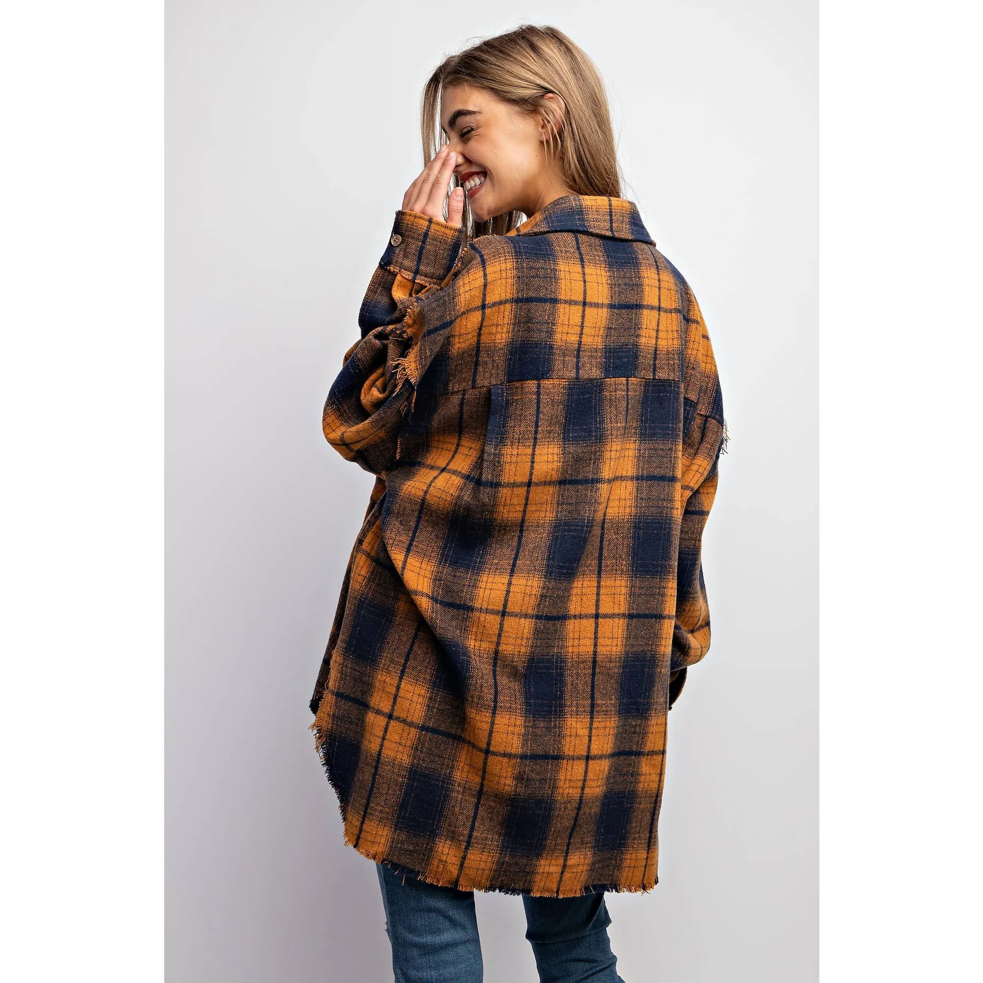 SUPER SOFT PLAID BUTTON DOWN SHIRT JACKET SHACKET
