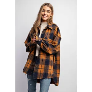SUPER SOFT PLAID BUTTON DOWN SHIRT JACKET SHACKET