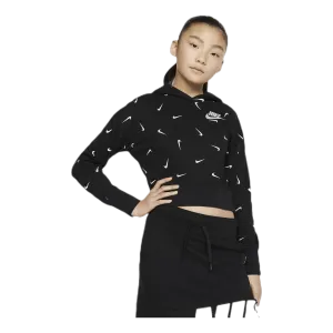 Swooshfetti Crop Hoodie Jr White/Black