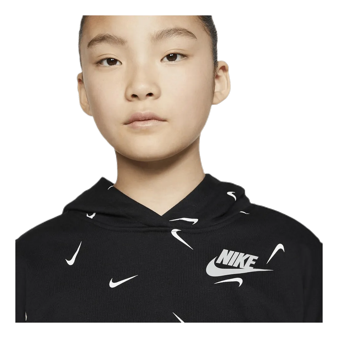 Swooshfetti Crop Hoodie Jr White/Black