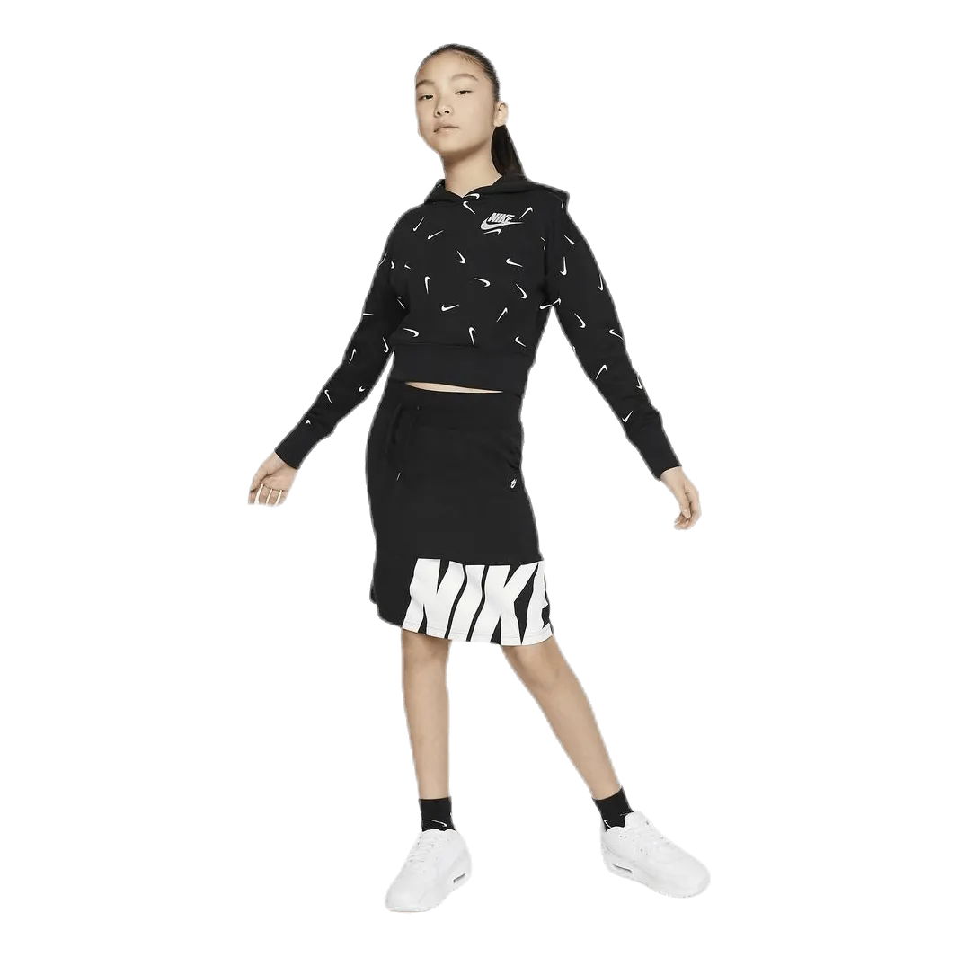 Swooshfetti Crop Hoodie Jr White/Black