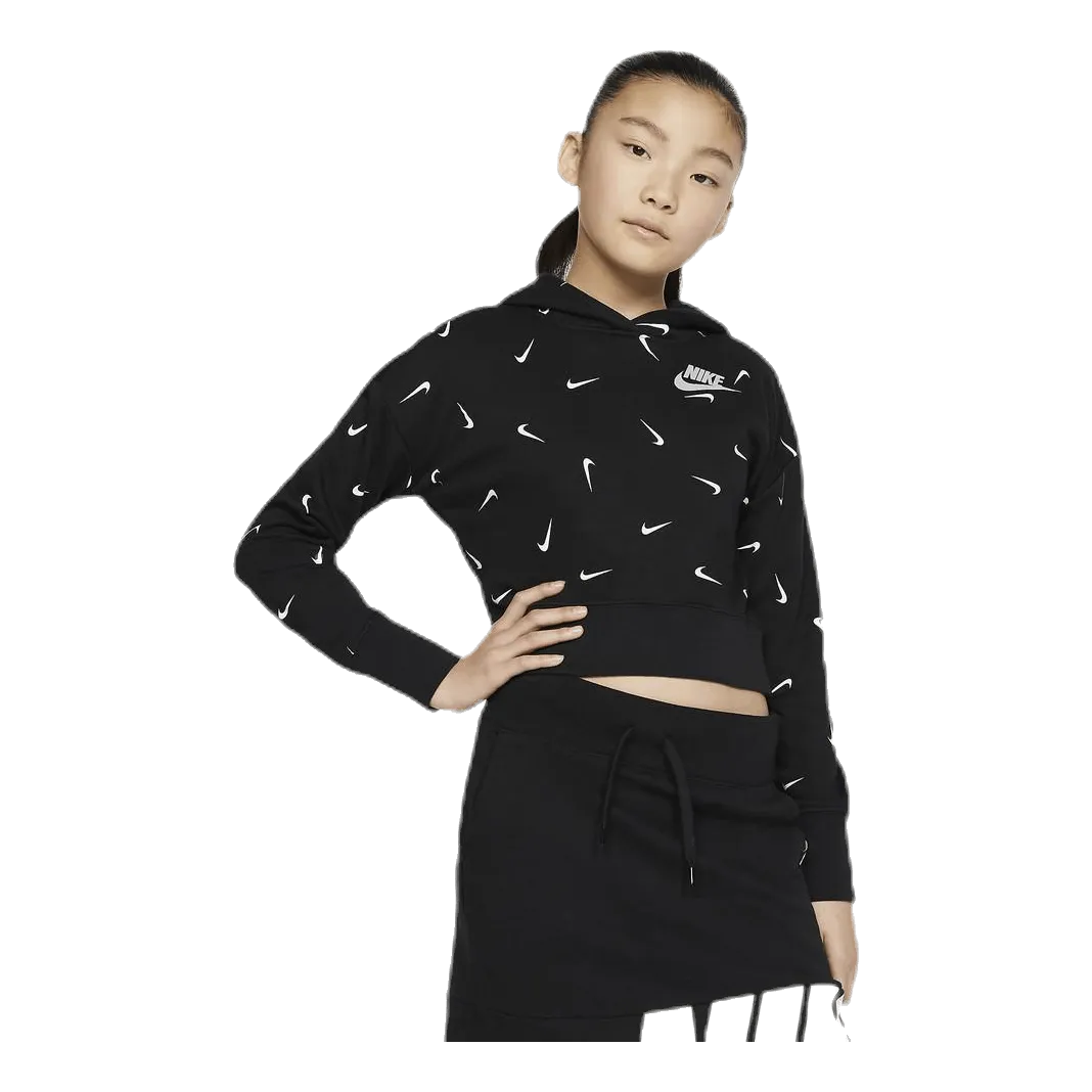 Swooshfetti Crop Hoodie Jr White/Black