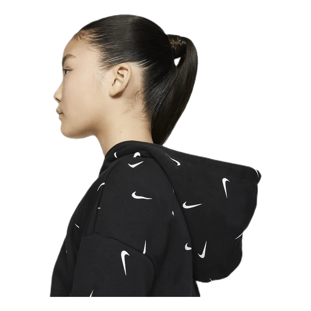 Swooshfetti Crop Hoodie Jr White/Black