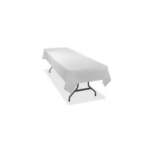 Tablemate Heavy-duty Plastic Table Covers - 108" Length x 54" Width - Plastic - White - 6 / Pack