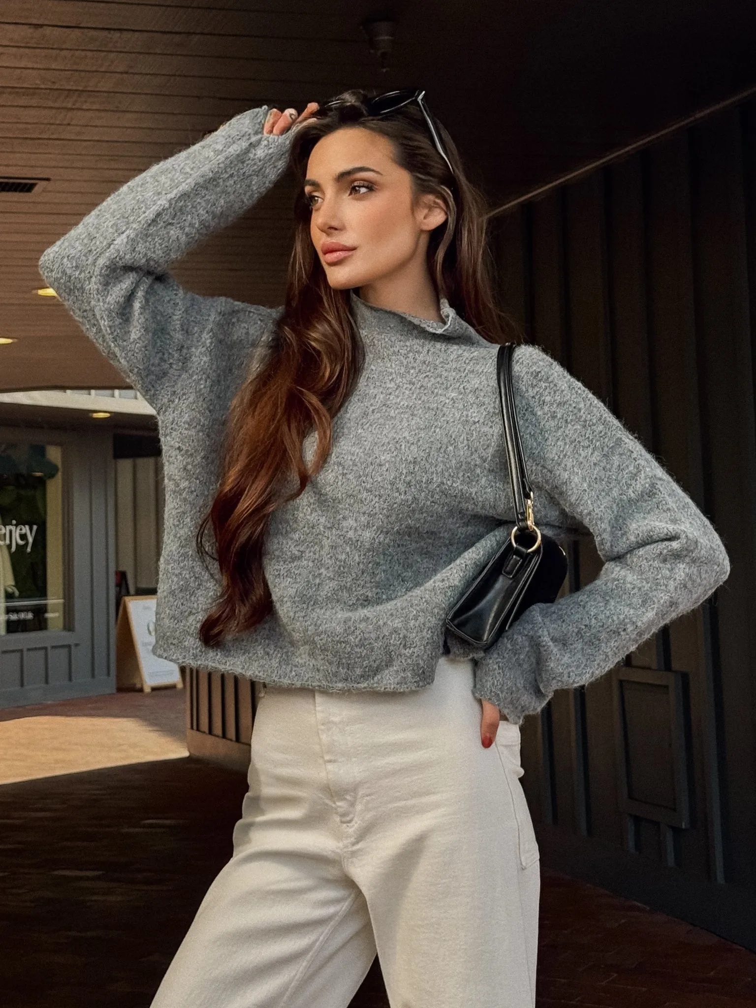 Thea Turtleneck Sweater in Grey