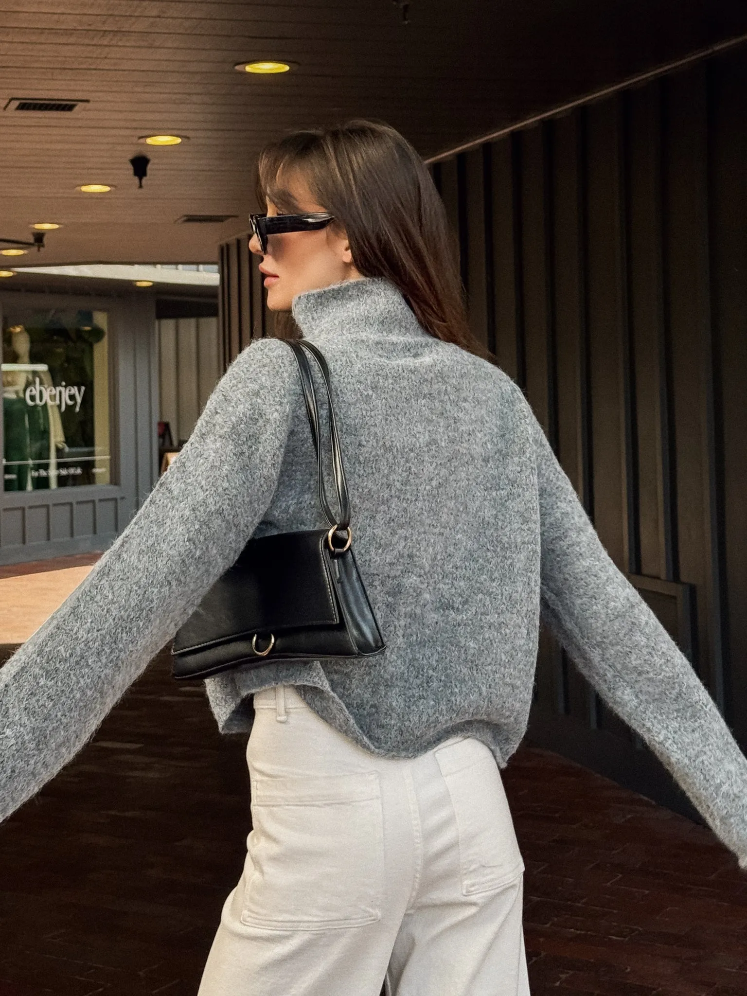 Thea Turtleneck Sweater in Grey