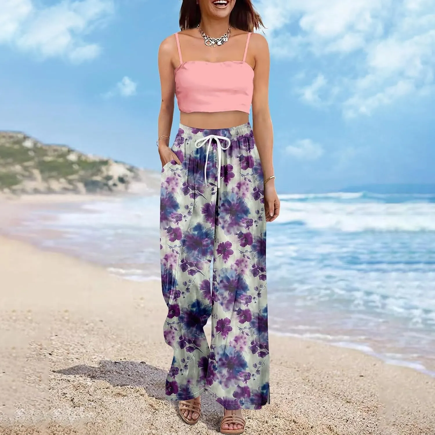 Travel Pants Women Relaxed Fit Baggy 2025 Casual Dressy Palazzo High Waist Trendy Trousers