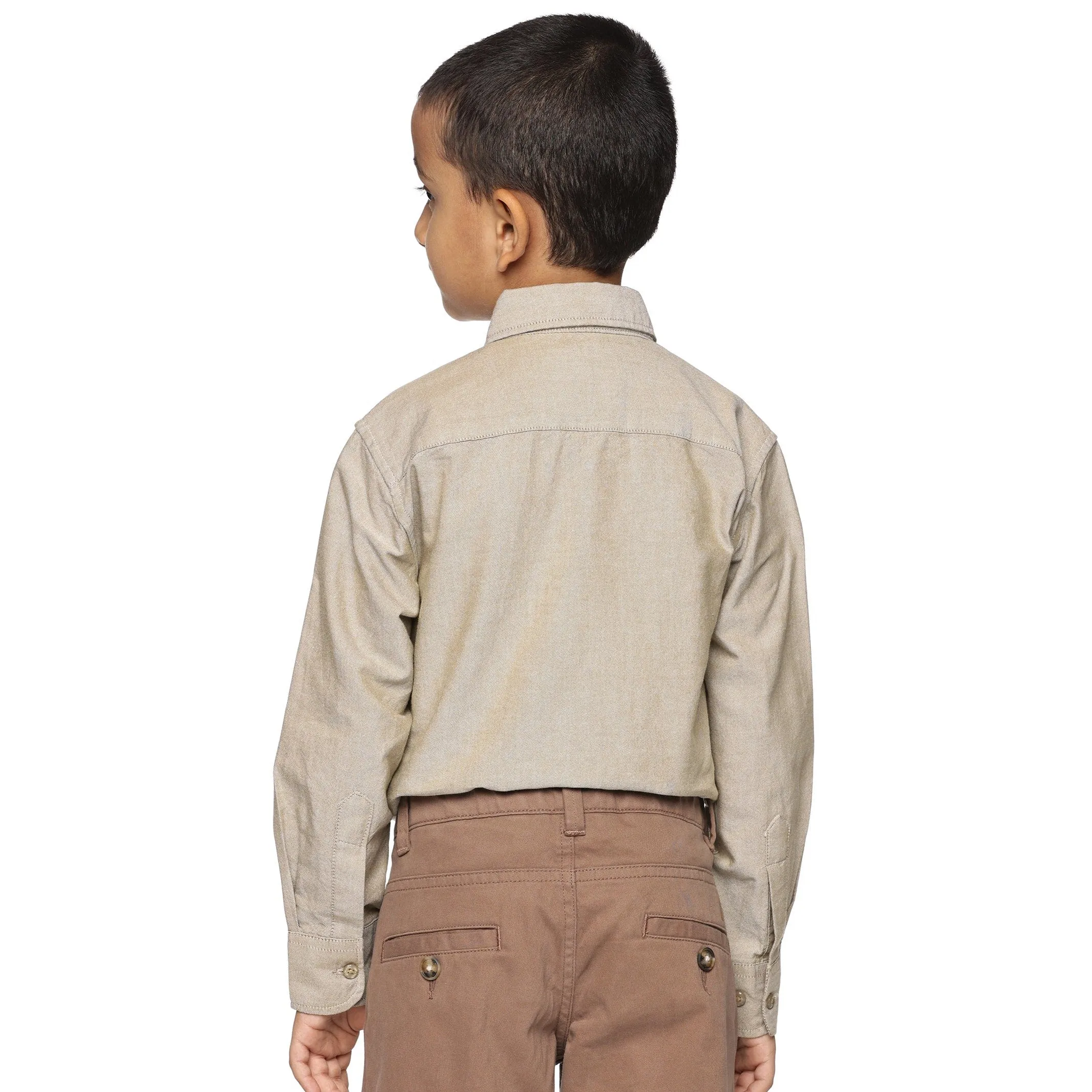 U.S. ELK Boys' and Men's Long Sleeve Button Down Dress Shirts- Khaki