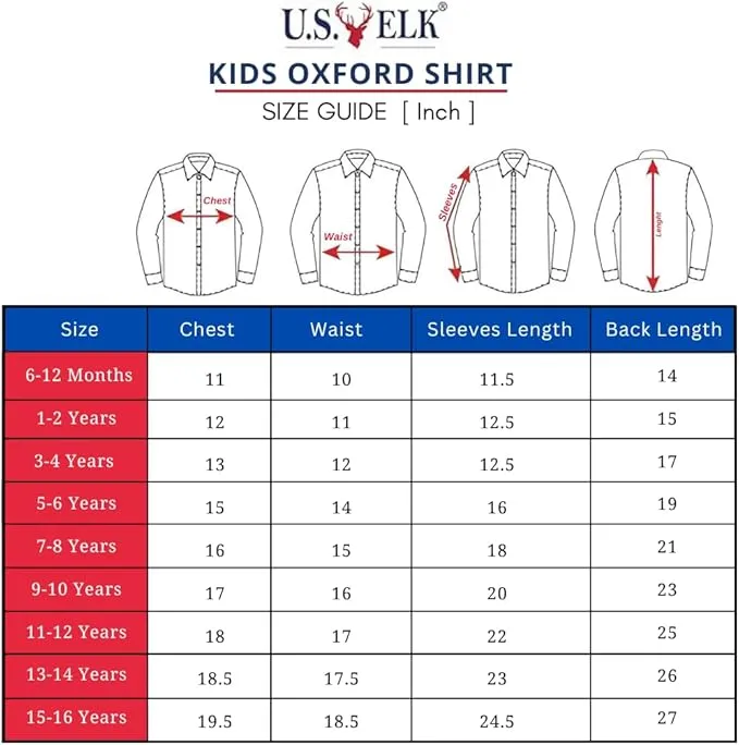 U.S. ELK Boys' and Men's Long Sleeve Button Down Dress Shirts- Khaki