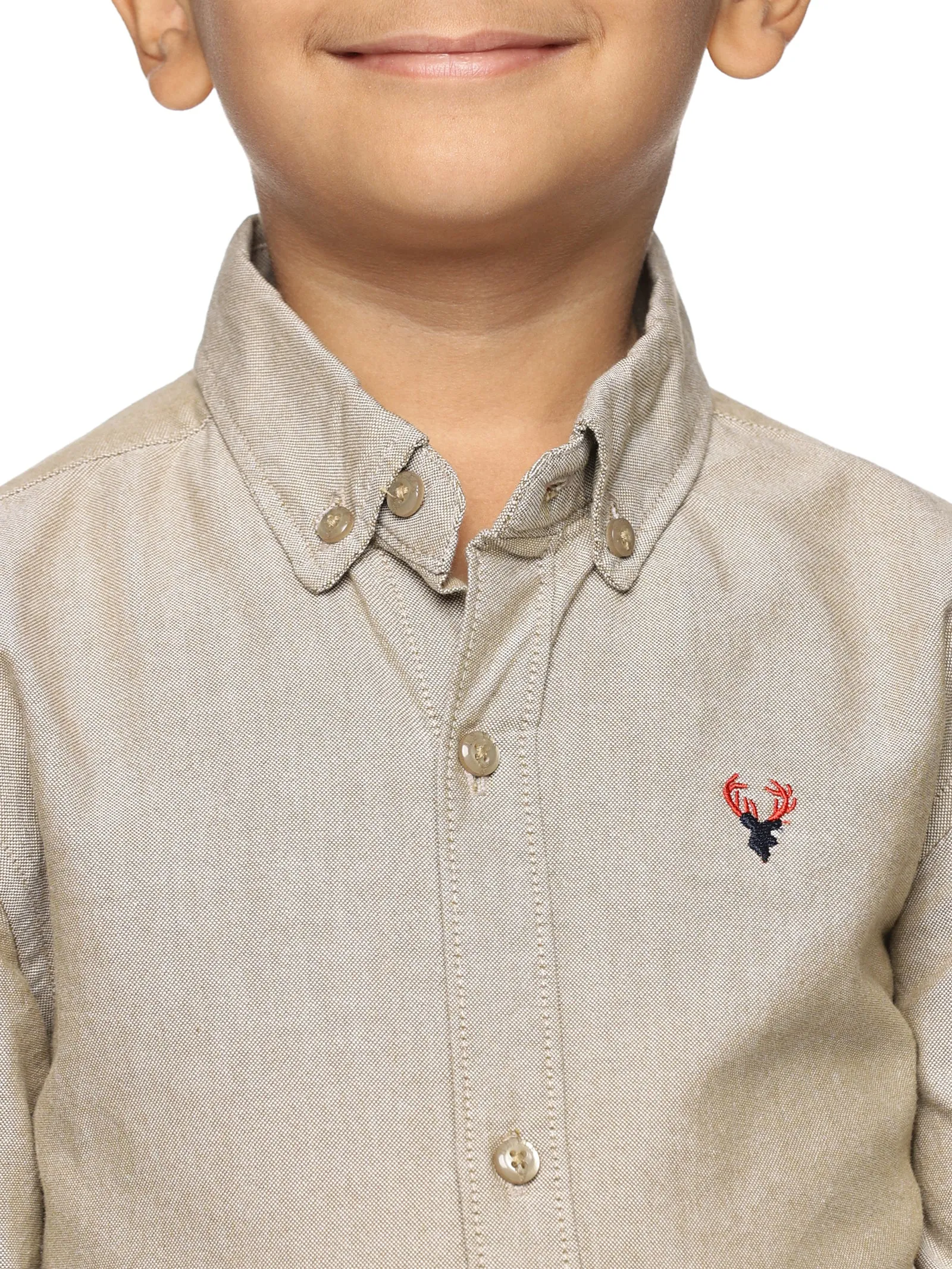 U.S. ELK Boys' and Men's Long Sleeve Button Down Dress Shirts- Khaki