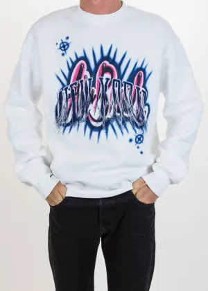 White Fringe Embroidery Air Brush Sweatshirt