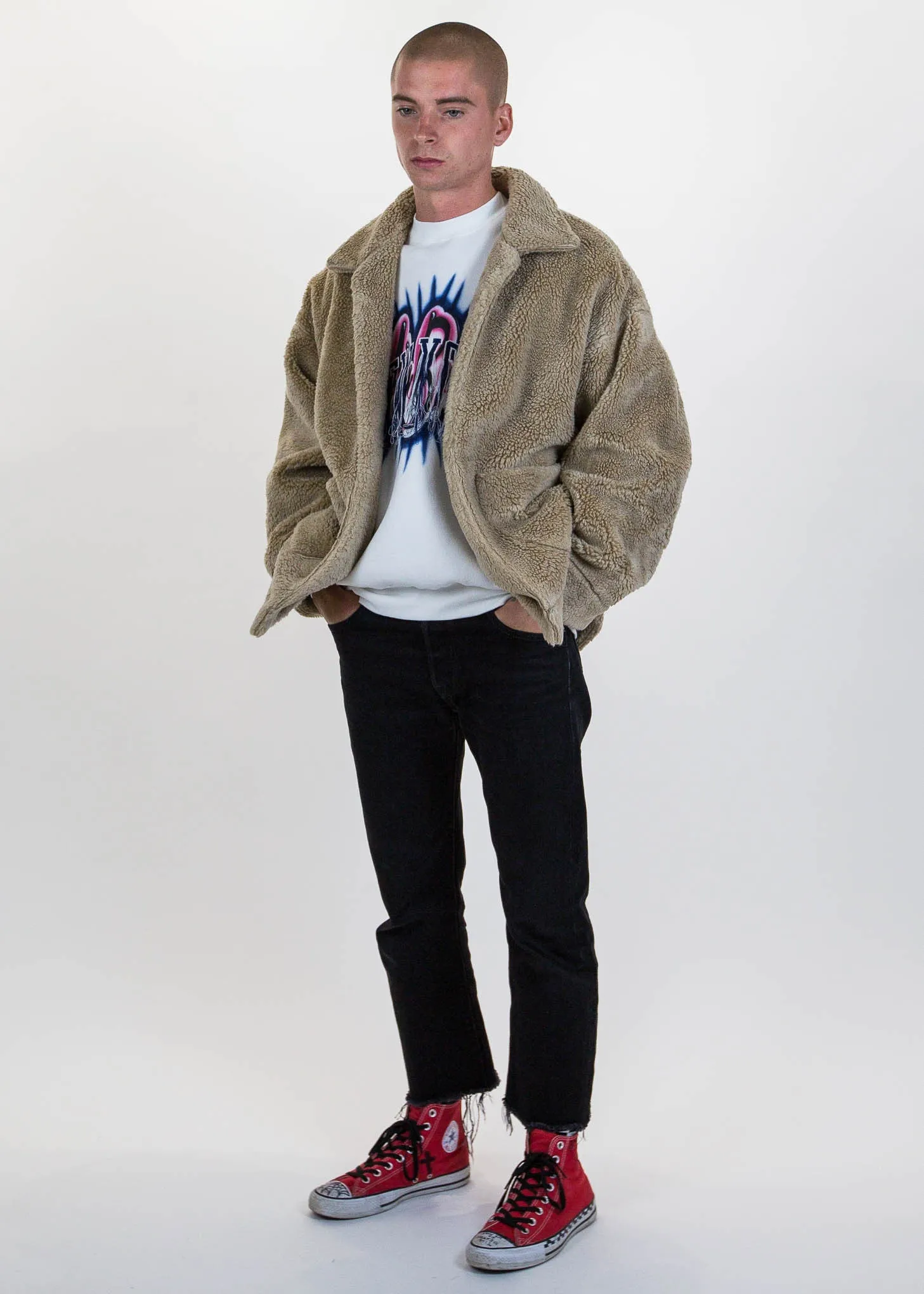 White Fringe Embroidery Air Brush Sweatshirt