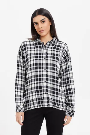 Women Black And White Checkered Shirt