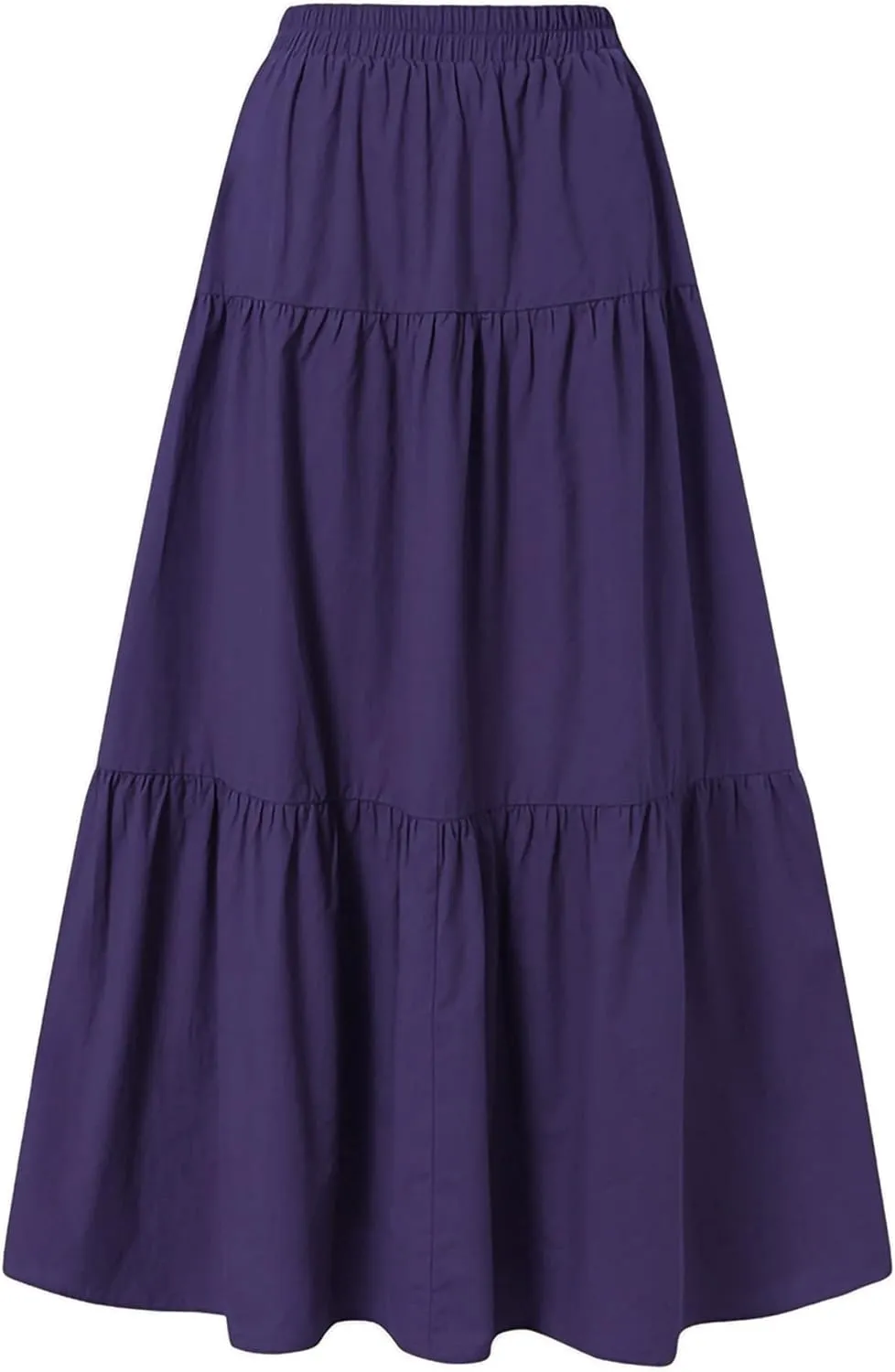 Women Casual Maxi Skirts Elastic High Waisted Flowy Skirts Summer Lightweight Flared Long Skirts Plus Size