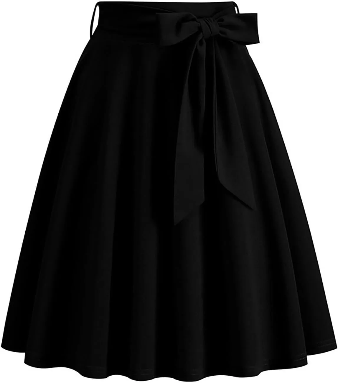 Women Retro Skirt 50s Vintage Hepburn Style High Waist Flared A-Line Skirts Rockabilly Midi Swing Skirt with Pocket