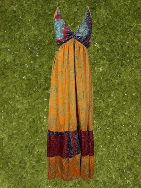 Womens Maxi Dress Sunset Orange Strapdress S/M
