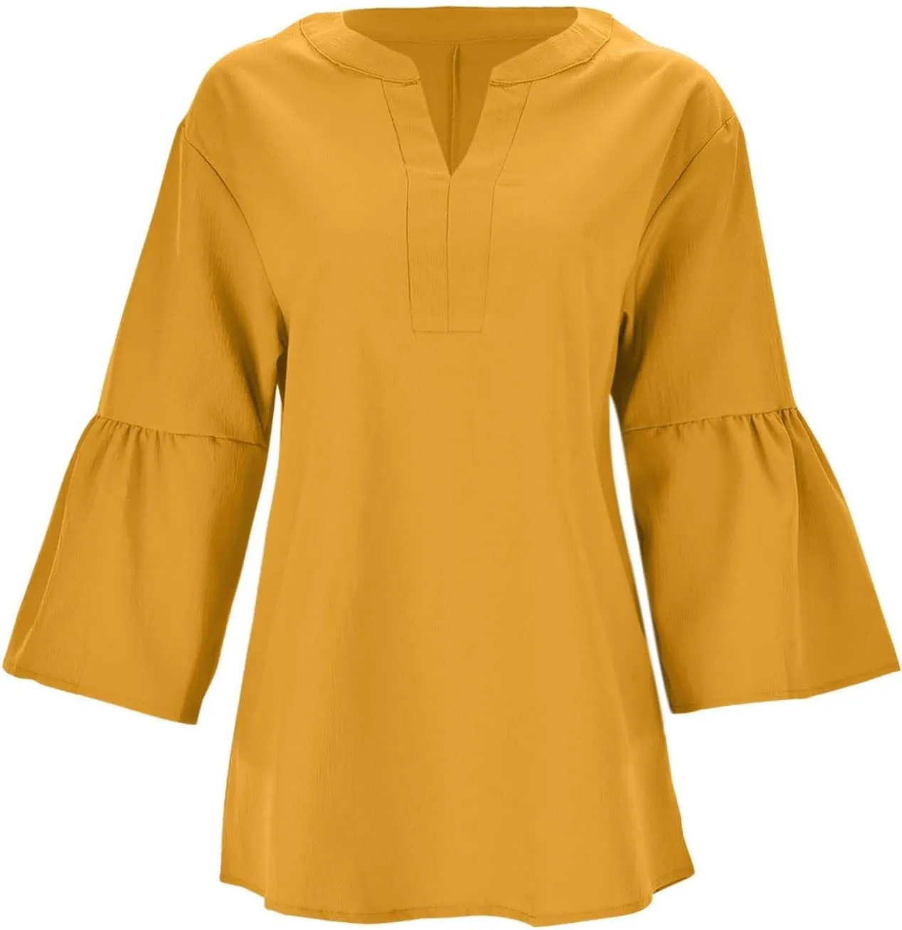 Women's Solid Color V Neck Casual Fashion Flared Sleeve Midi Dress Dress Women
