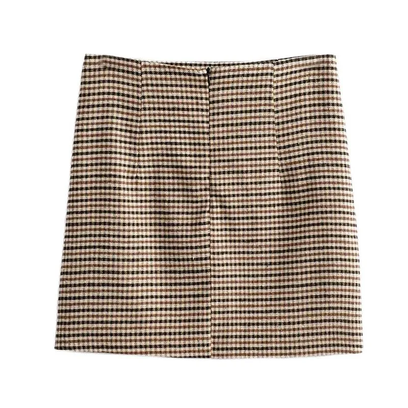 XNWMNZ Women Autumn Elegant plaid mini skirt faldas mujer back zipper